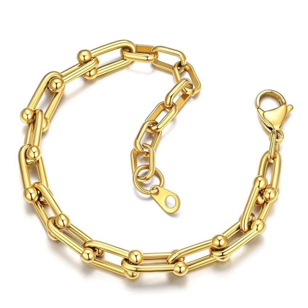 🌙 B36 - 18K plated stainless steel U shaped paper clip Bracelet